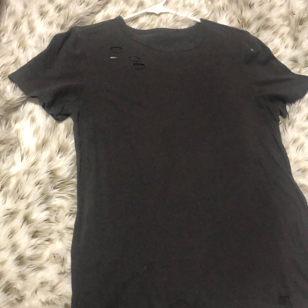 Tag less distressed tee